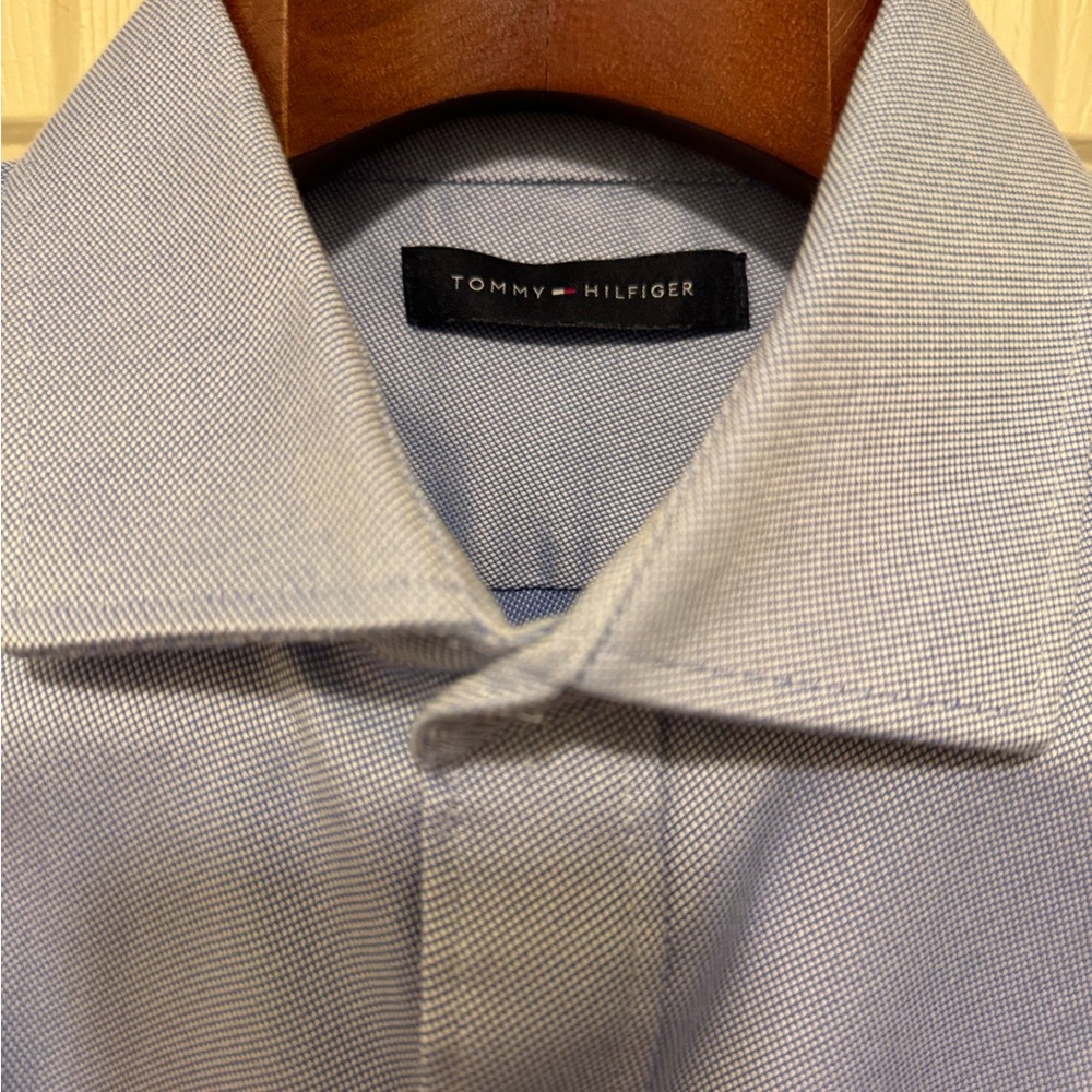 Tommy Hilfiger Blue Dress Shirt with Spread Collar